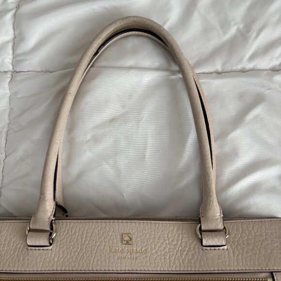 Kate Spade Large Cream/Beige Perri Lane Perforated Zip Top Closure Tote - Picture 8 of 11